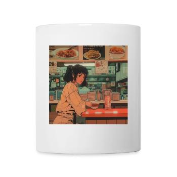 80er Jahre Anime Teen Beruhigender Hochwertiger Modedruck - Tasse - Weiß - Vorne