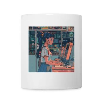 80s anime teen calming high quality fashion print - Mug - white - Front