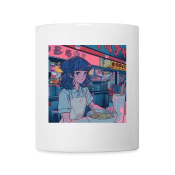 80er Jahre Anime Teen Beruhigender Hochwertiger Modedruck - Tasse - Weiß - Vorne
