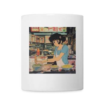 80er Jahre Anime Teen Beruhigender Hochwertiger Modedruck - Tasse - Weiß - Vorne