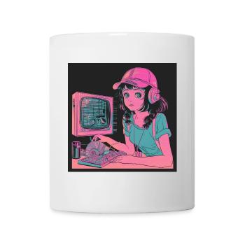 80er Jahre Anime Teen Beruhigender Hochwertiger Modedruck - Tasse - Weiß - Vorne