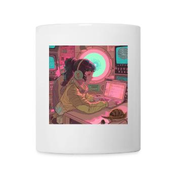 80er Jahre Anime Teen Beruhigender Hochwertiger Modedruck - Tasse - Weiß - Vorne