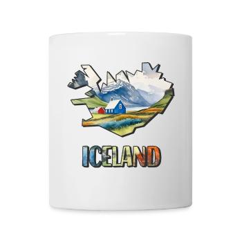 Aquarell Landkarte Island - Tasse - Weiß - Vorne