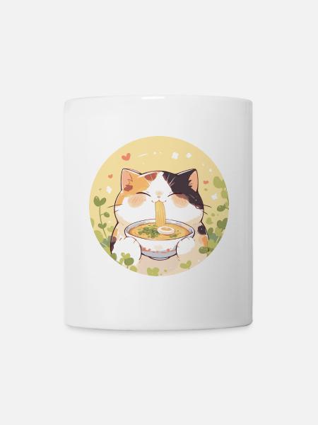 Cat eating Ramen - Mug - white
