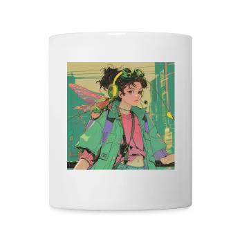 80er Jahre Anime Teen Beruhigender Hochwertiger Modedruck - Tasse - Weiß - Vorne