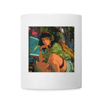 80er Jahre Anime Teen Beruhigender Hochwertiger Modedruck - Tasse - Weiß - Vorne