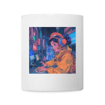 80er Jahre Anime Teen Beruhigender Hochwertiger Modedruck - Tasse - Weiß - Vorne