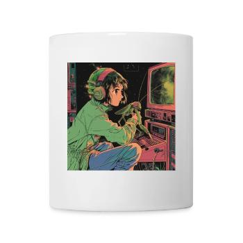 80er Jahre Anime Teen Beruhigender Hochwertiger Modedruck - Tasse - Weiß - Vorne