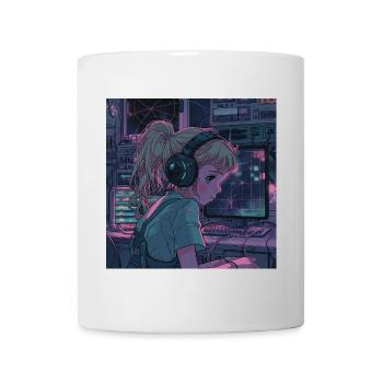 80er Jahre Anime Teen Beruhigender Hochwertiger Modedruck - Tasse - Weiß - Vorne