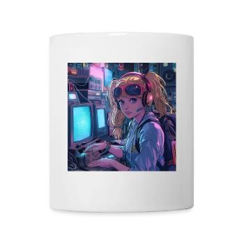80er Jahre Anime Teen Beruhigender Hochwertiger Modedruck - Tasse - Weiß - Vorne