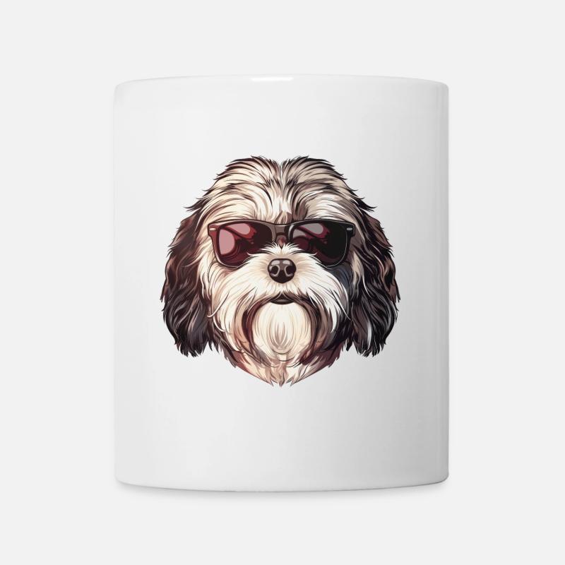 Havaneser, Hund, Sonnenbrille, Sommer - Tasse - Weiß