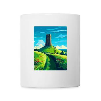 Glastonbury Tor Angleterre Royaume-Uni Affiche de voyage souvenir - Mug blanc - blanc - Devant