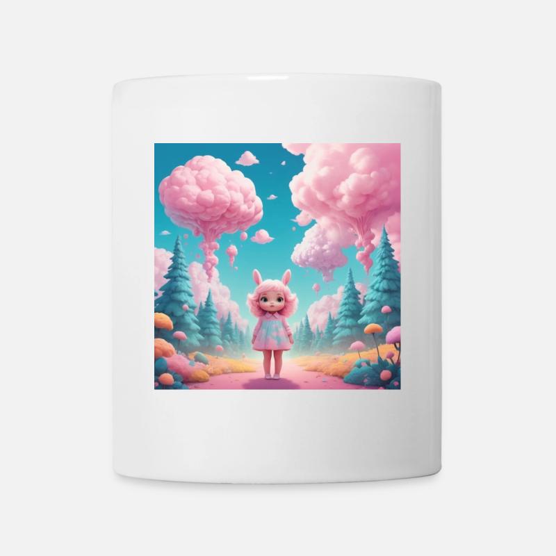 Fille dans la forêt de barbe à papa - Mug blanc - blanc