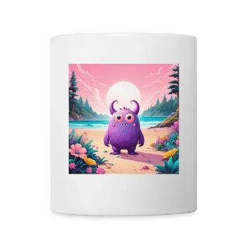 Petit monstre sur la plage - Mug blanc - blanc - Devant
