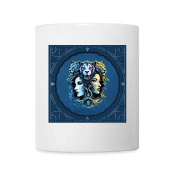 Fantasy design of lion heads and heads of - Mug - white - Front
