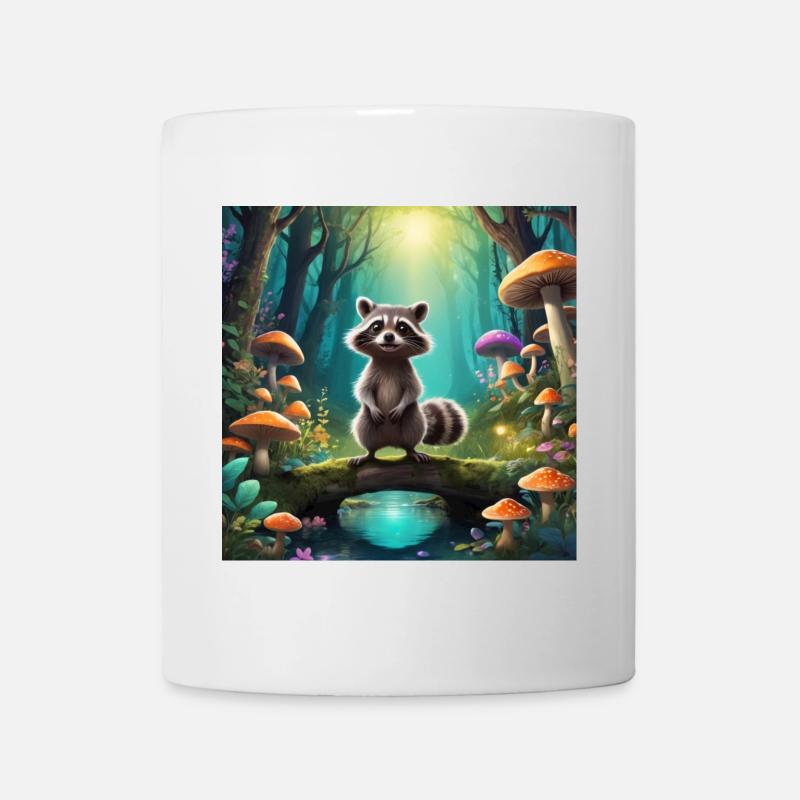 Raccoon in the enchanted forest - Mug - white