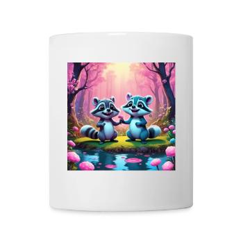 Raccoons in the fairytale forest - Mug - white - Front