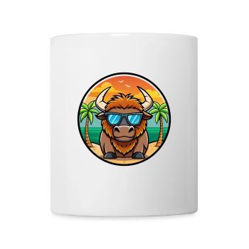 Bison Funny Cartoon Summer Beach Sunglasses Cool - Mug - white - Front