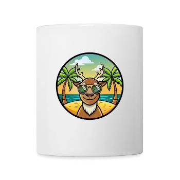 Hirsch Lustige Cartoon Sommer Strand Sonnenbrille Aufkleber - Tasse - Weiß - Vorne