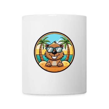 Castor Drôle Dessin Animé Plage D’été Lunettes De Soleil Cool - Mug blanc - blanc - Devant