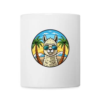 Alpaka Lustige Cartoon Sommer Strand Sonnenbrille Cool - Tasse - Weiß - Vorne