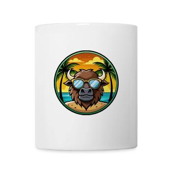 Buffalo Funny Cartoon Lunettes de soleil de plage d’été cool - Mug blanc - blanc - Devant