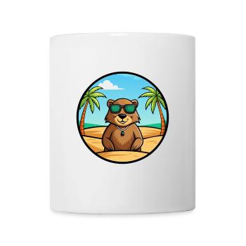 Marmotte Drôle Dessin Animé Plage Été Lunettes de soleil - Mug blanc - blanc - Devant