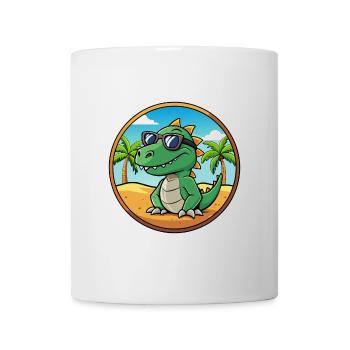 Dinosaur Funny Cartoon Summer Beach Sunglasses - Mug - white - Front