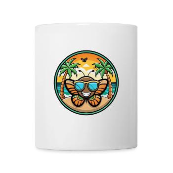 Schmetterling Lustige Cartoon Sommer Strand Sonnenbrille - Tasse - Weiß - Vorne