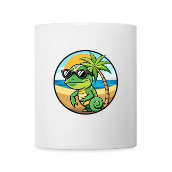Chamäleon Lustige Cartoon Sommer Strand Sonnenbrille - Tasse - Weiß - Vorne