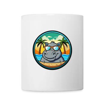 Nilpferd Lustige Cartoon Sommer Strand Sonnenbrille Cool - Tasse - Weiß - Vorne