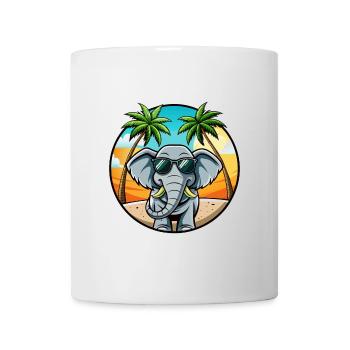 Elefant Lustige Cartoon Sommer Strand Sonnenbrille - Tasse - Weiß - Vorne