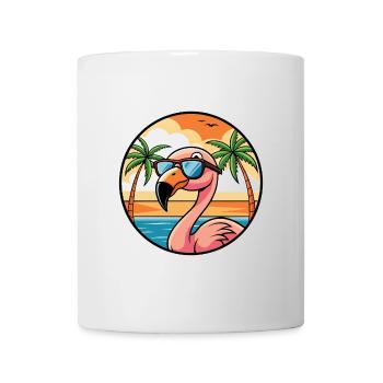 Flamingo Funny Cartoon Summer Beach Sunglasses - Mug - white - Front