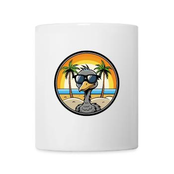 Straußen, Lustig, Cartoon, Sommer, Strand, Sonnenbrille, Cool - Tasse - Weiß - Vorne