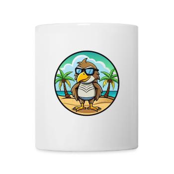 Hawk Drôle Dessin Animé Plage D’été Lunettes De Soleil Autocollant - Mug blanc - blanc - Devant