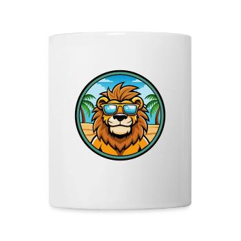Löwe Lustige Cartoon Sommer Strand Sonnenbrille Aufkleber - Tasse - Weiß - Vorne