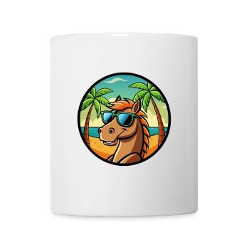 Pferd Lustig Cartoon Sommer Strand Sonnenbrille Cool - Tasse - Weiß - Vorne
