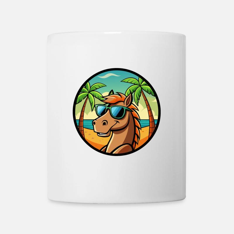 Pferd Lustig Cartoon Sommer Strand Sonnenbrille Cool - Tasse - Weiß