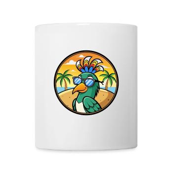 Pfau Lustige Cartoon Sommer Strand Sonnenbrille Cool - Tasse - Weiß - Vorne