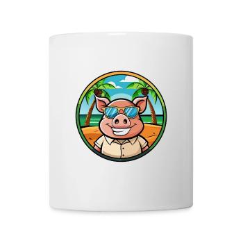 Schwein lustige Cartoon Sommer Strand Sonnenbrille Aufkleber - Tasse - Weiß - Vorne