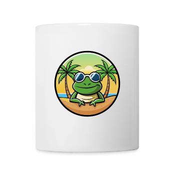 Frog Funny Cartoon Summer Beach Sunglasses Sticker - Mug - white - Front
