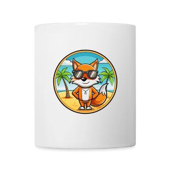 Fuchs Lustige Cartoon Sommer Strand Sonnenbrille Aufkleber - Tasse - Weiß - Vorne