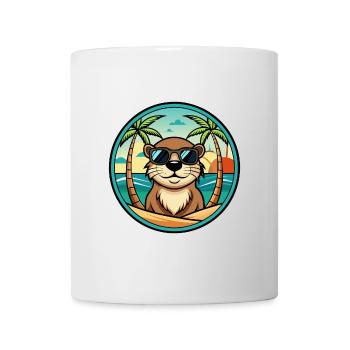 Otter Lustige Cartoon Sommer Strand Sonnenbrille Cool - Tasse - Weiß - Vorne