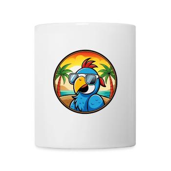 Papagei Lustige Cartoon Sommer Strand Sonnenbrille Cool - Tasse - Weiß - Vorne