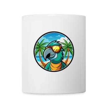 Perroquet Drôle Dessin Animé Plage Été Lunettes De Soleil Cool - Mug blanc - blanc - Devant