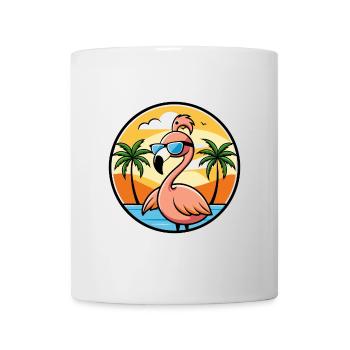 Flamingo Funny Cartoon Summer Beach Sunglasses - Mug - white - Front