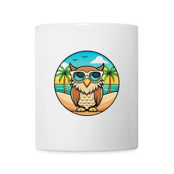 Eule Lustige Cartoon Sommer Strand Sonnenbrille Aufkleber - Tasse - Weiß - Vorne