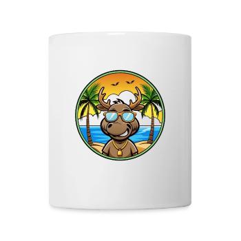 Elch Lustige Cartoon Sommer Strand Sonnenbrille Cool - Tasse - Weiß - Vorne