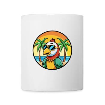 Papagei Lustige Cartoon Sommer Strand Sonnenbrille Cool - Tasse - Weiß - Vorne