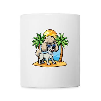 Pudel Hund Lustige Cartoon Sommer Strand Sonnenbrille - Tasse - Weiß - Vorne
